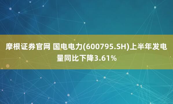摩根证券官网 国电电力(600795.SH)上半年发电量同比下降3.61%