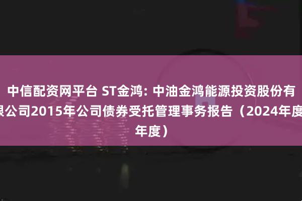 中信配资网平台 ST金鸿: 中油金鸿能源投资股份有限公司2015年公司债券受托管理事务报告（2024年度）