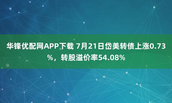华锋优配网APP下载 7月21日岱美转债上涨0.73%，转股溢价率54.08%